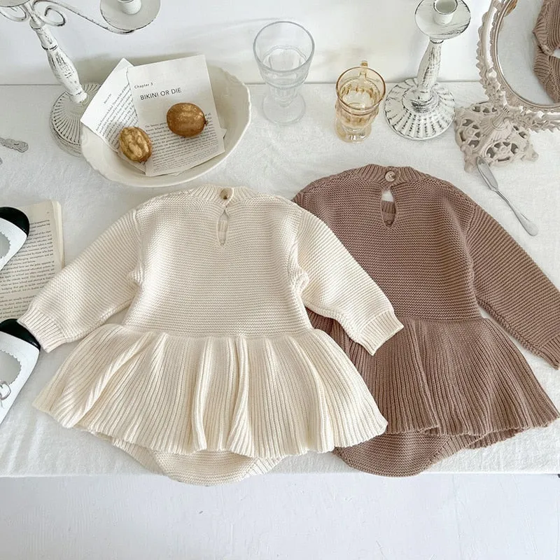 Vintage Knit Ruffle Baby Bodysuit