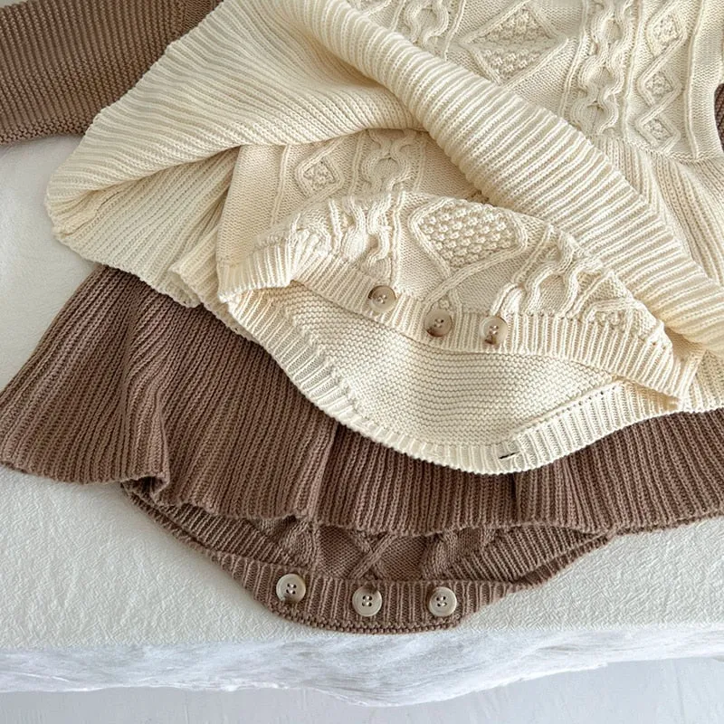 Vintage Knit Ruffle Baby Bodysuit