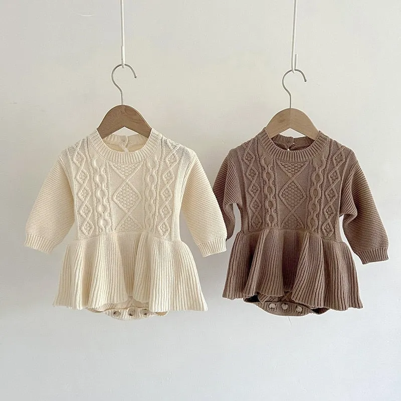Vintage Knit Ruffle Baby Bodysuit
