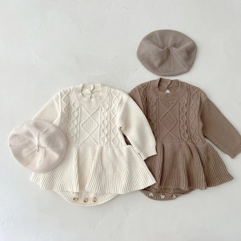 Vintage Knit Ruffle Baby Bodysuit