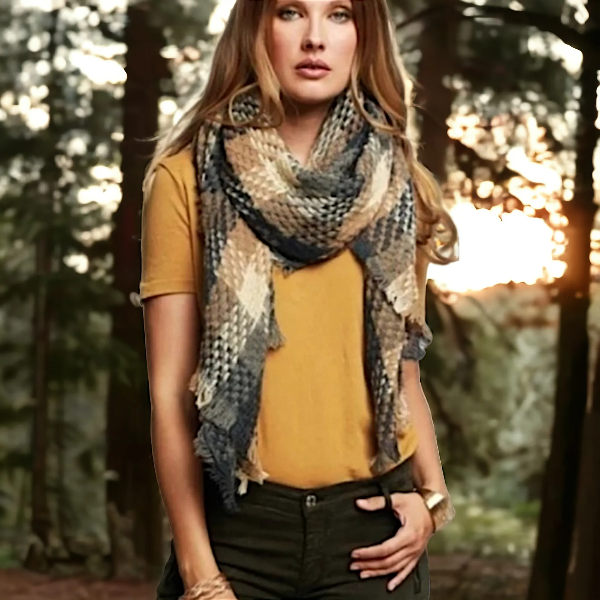 Woven Plaid Scarf