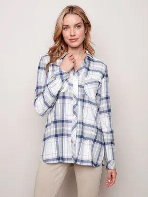 YARN DYED PLAID BLOUSE